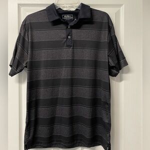 Ben Hogan performance, gray and black striped polo, golf shirt size medium
